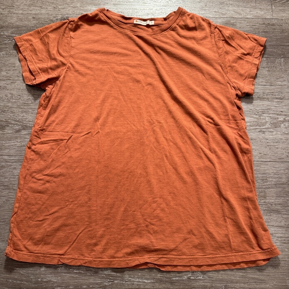 Marine Layer‎ Shirt Womens Medium Orange Basic Tee Minimal Casual Short Sleeve